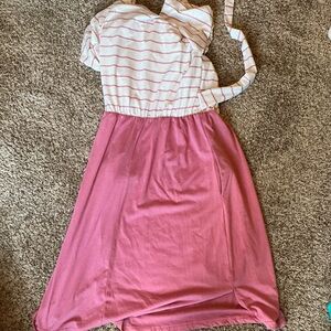 Pink and White Striped Kids Dress